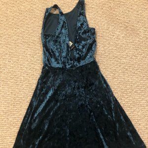 Faux green velvet dress